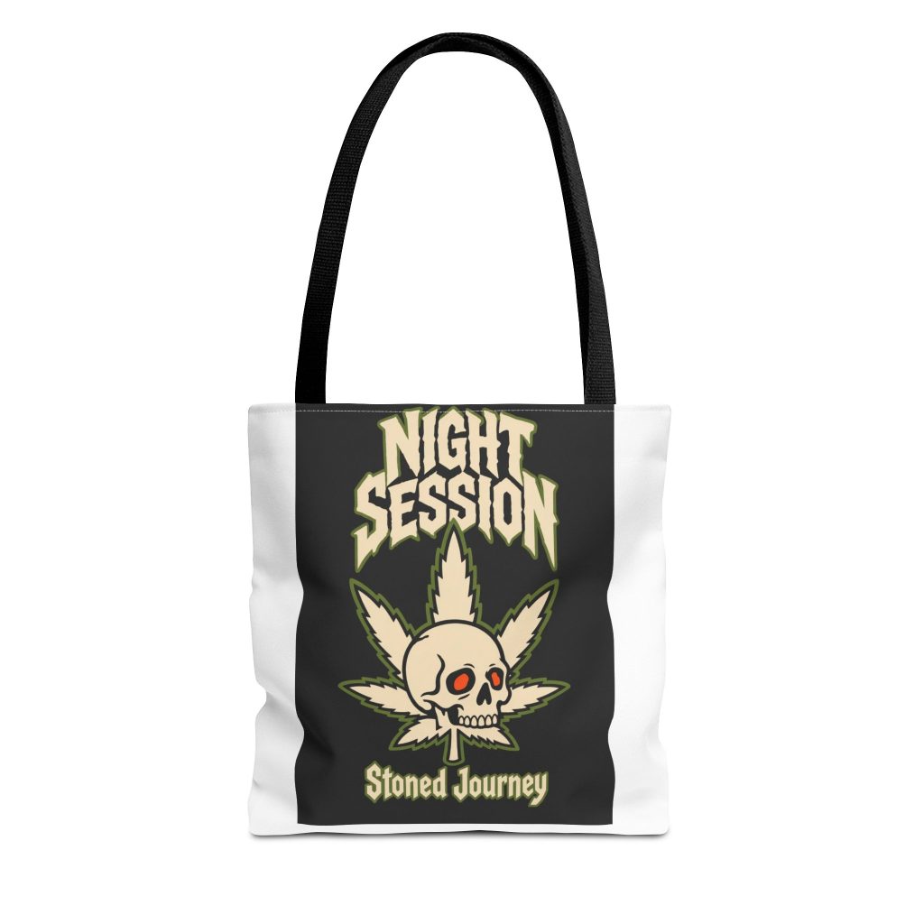 House Drop 12-3 canvas tote bag with Stoned Journey graphic