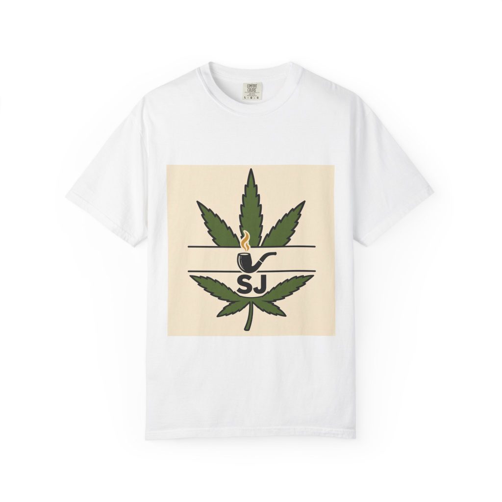 unisex Comfort Colors graphic tee featuring Split Leaf Pipe Mark cannabis streetwear art