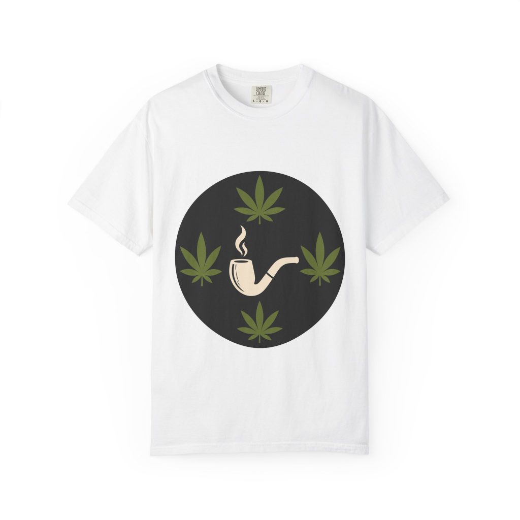 unisex Comfort Colors graphic tee featuring Pipe Circle Badge cannabis streetwear art