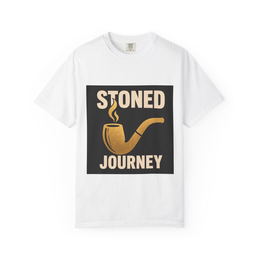 unisex Comfort Colors graphic tee featuring Gold Leaf Pipe Mark cannabis streetwear art