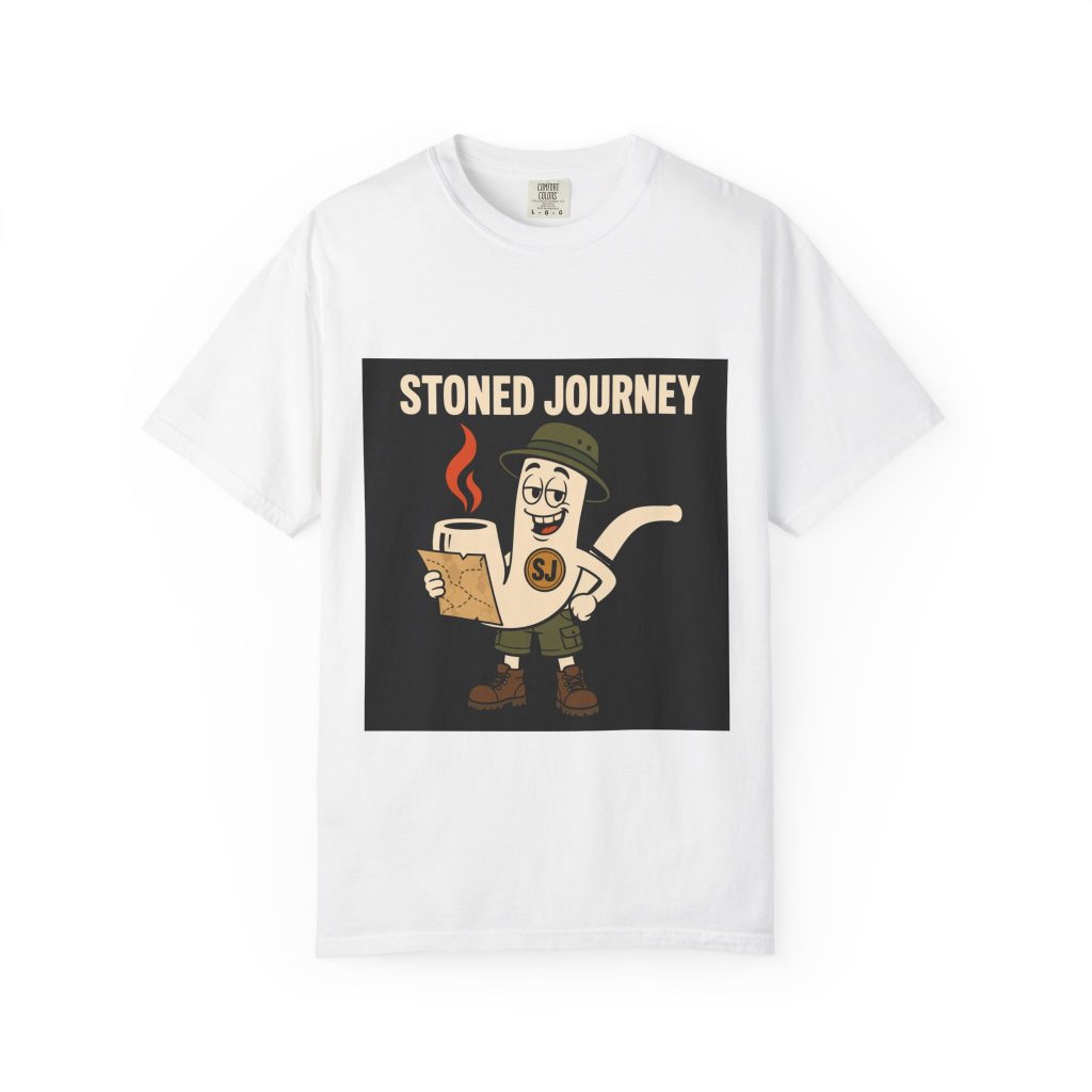 unisex Comfort Colors graphic tee featuring Pipe Traveler Mascot cannabis streetwear art