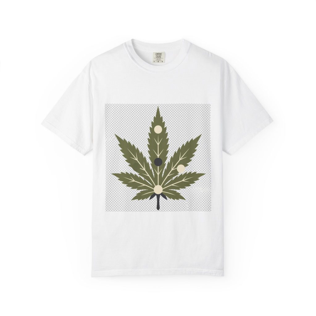 unisex Comfort Colors graphic tee featuring Giant Flat Cannabis Leaf cannabis streetwear art