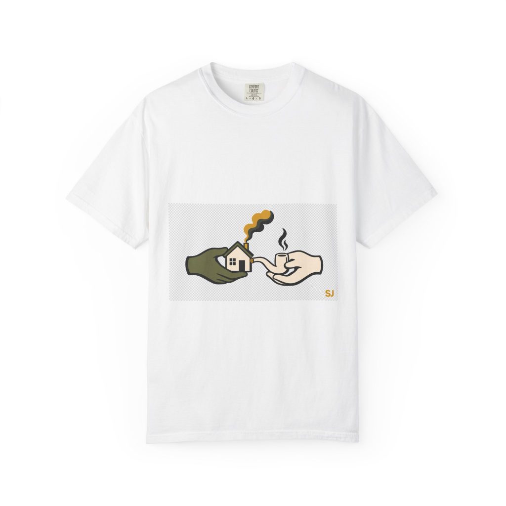 unisex Comfort Colors graphic tee featuring House Drop 18-5 cannabis streetwear art