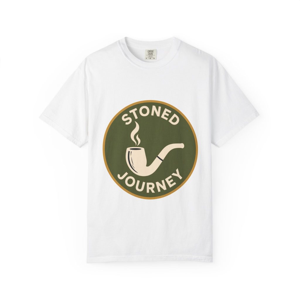 unisex Comfort Colors graphic tee featuring Stoned Journey Session Badge cannabis streetwear art