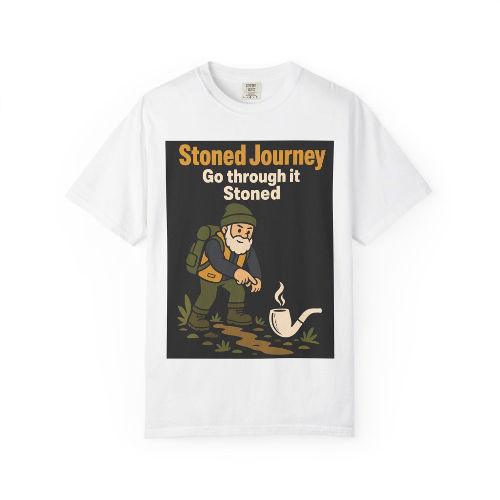 unisex Comfort Colors graphic tee featuring Go Through It Stoned Explorer cannabis streetwear art