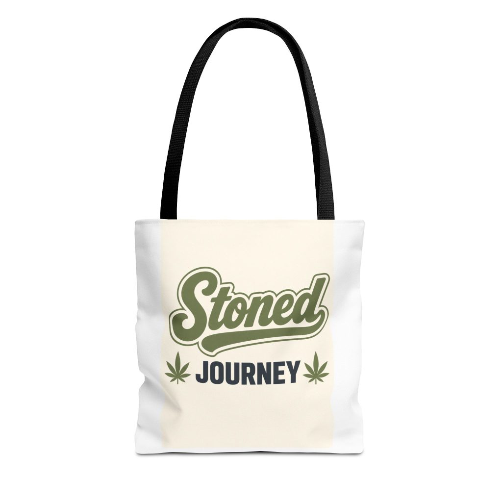 House Drop 16-1 canvas tote bag with Stoned Journey graphic
