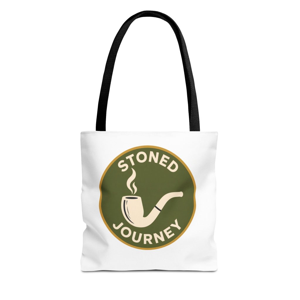 House Drop 14-1 canvas tote bag with Stoned Journey graphic