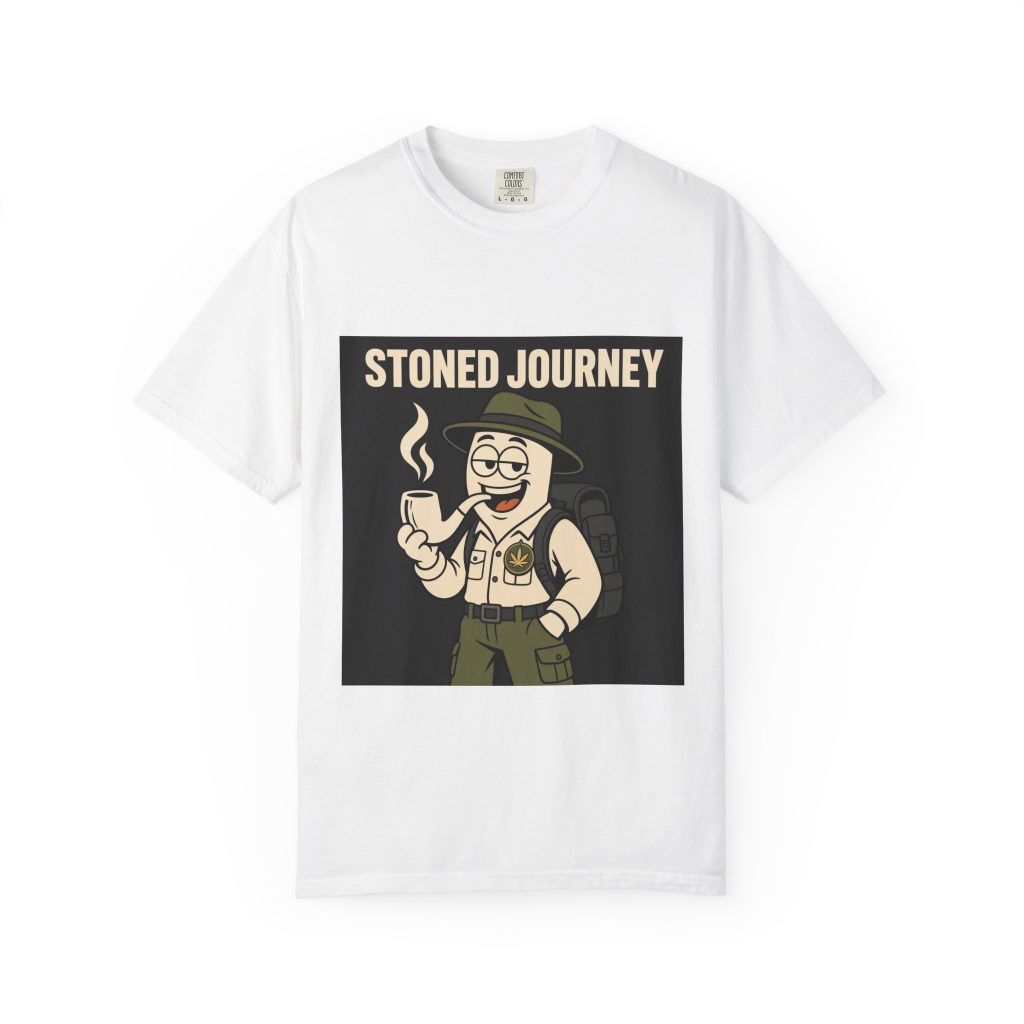 unisex Comfort Colors graphic tee featuring Explorer Mascot cannabis streetwear art