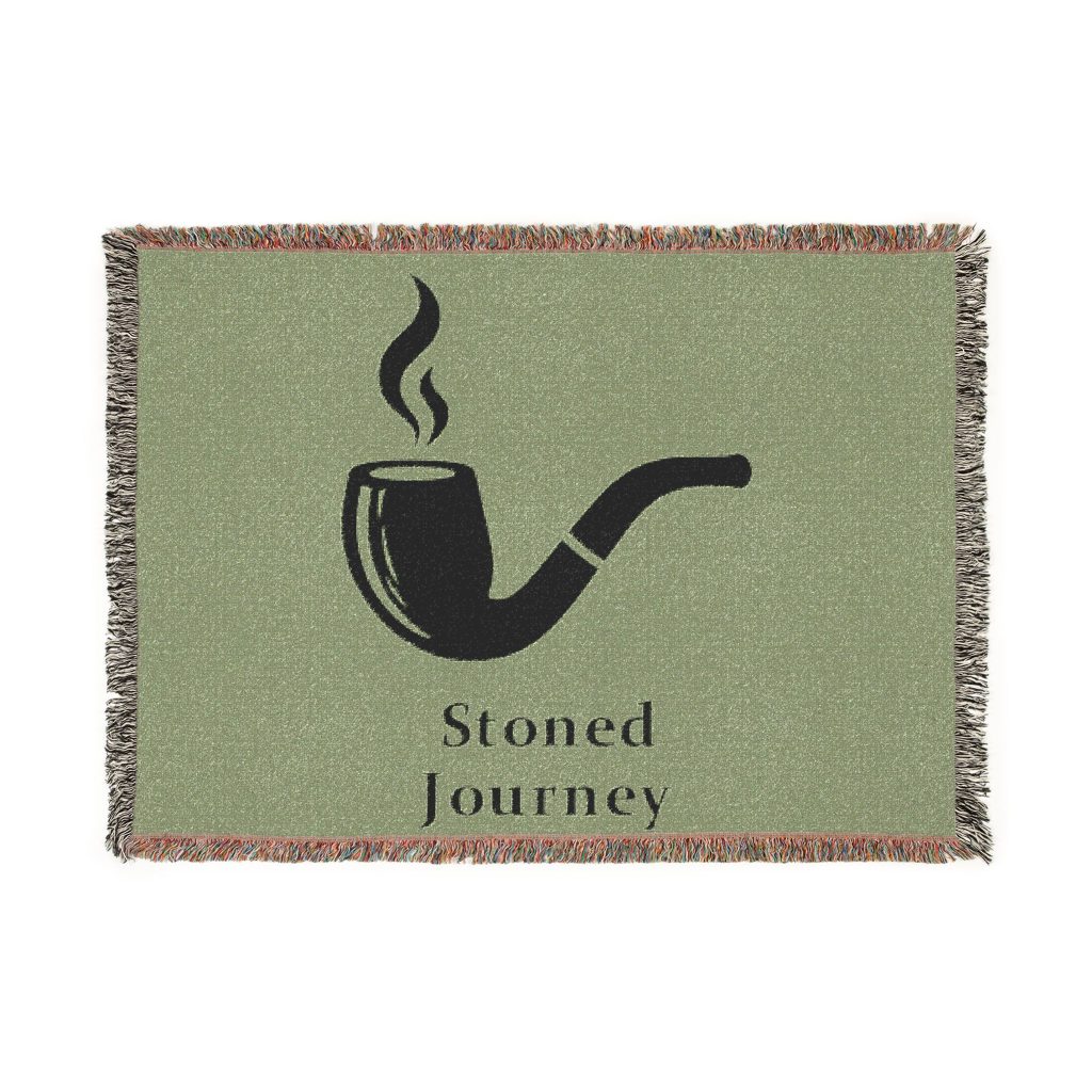 Woven Blanket - "Stoned Journey" Pipe Design Cozy Throw for Smokers & Chill Vibes