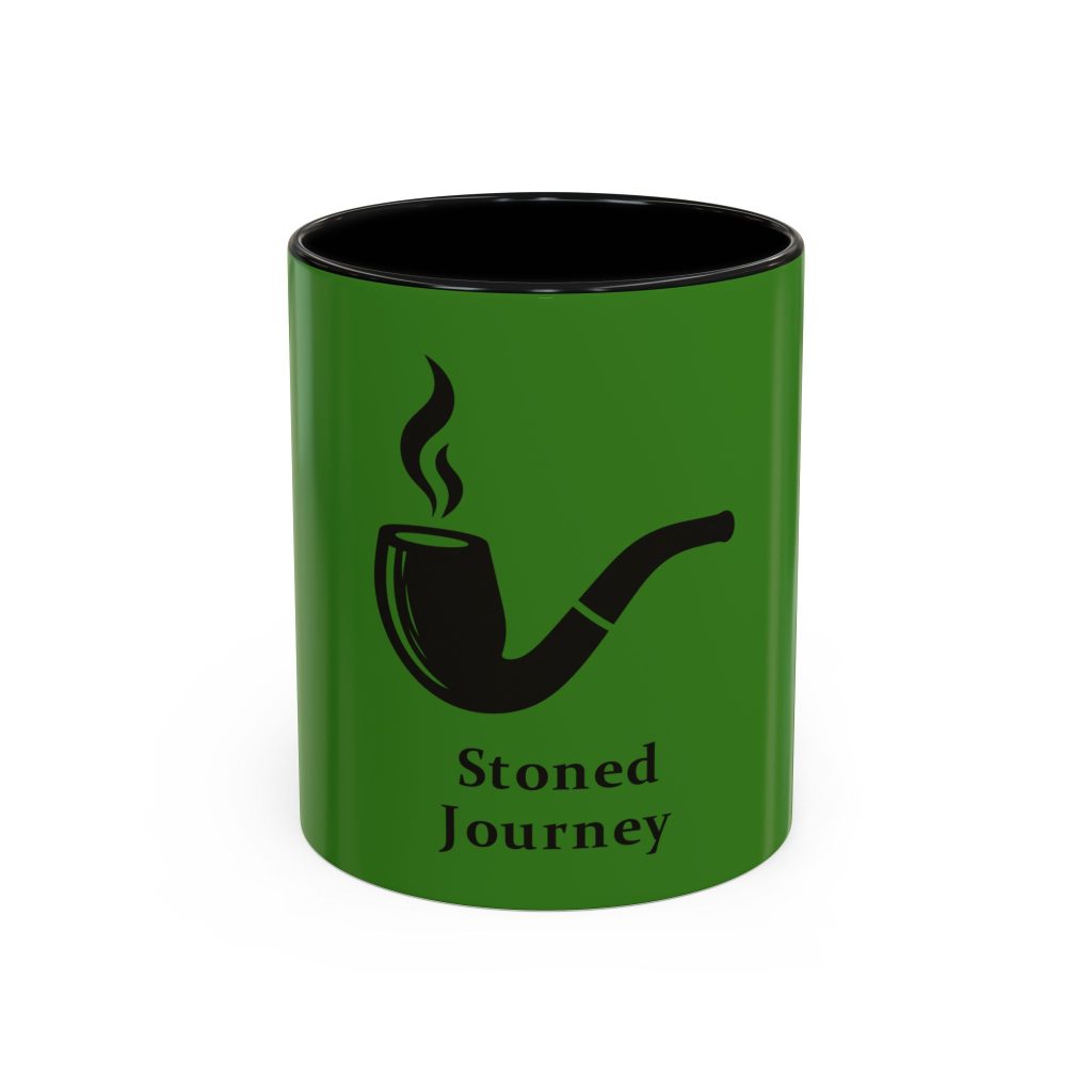 Stoned Journey Coffee Mug — Green Accent Ceramic Tea & Coffee Cup