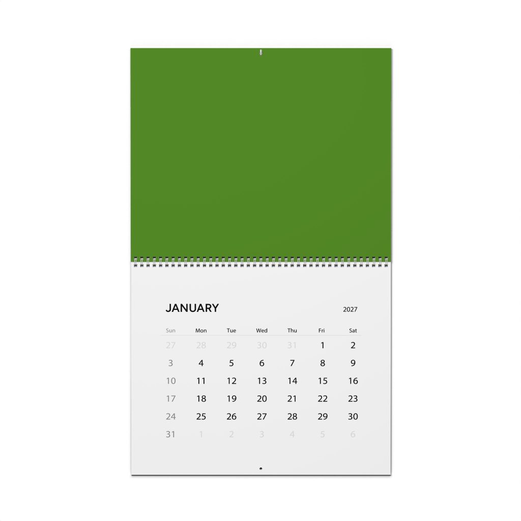 2027 Minimal Green Wall Calendar – Monthly Planner Calendar
